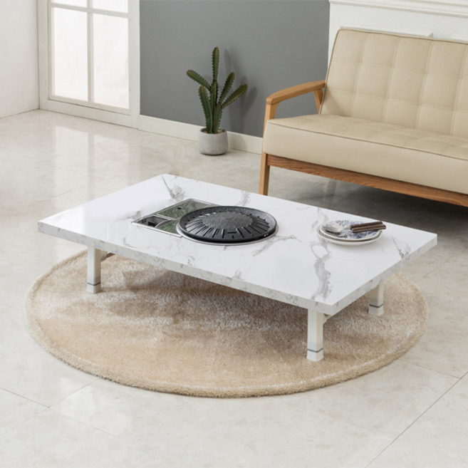 노아가구 리치불판 거실테이블, 마블화이트(화이트다리)