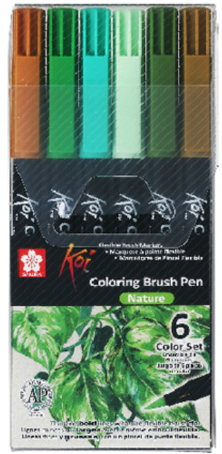 사쿠라코이 컬러링 브러쉬 펜 6색 세트, 04 Nature, 1개