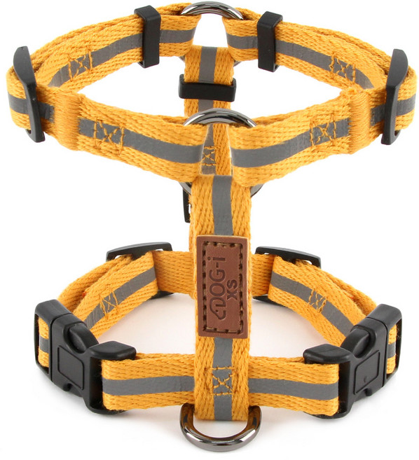 도그아이 반사광 캐시미어 H형 강아지 하네스, 머스타드, 1개