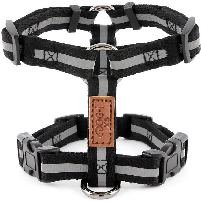 도그아이 반사광 캐시미어 H형 강아지 하네스, 블랙, 1개