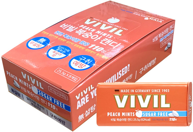 비빌 복숭아향캔디, 204g, 1개