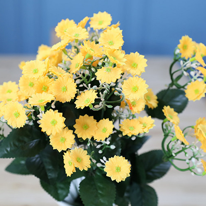 JOART 人造花 掃墓用花 12支迷你雛菊 3入, 黃色