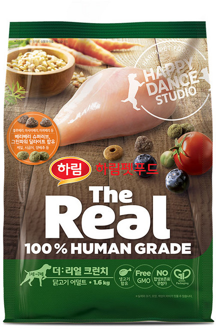 하림펫푸드 어덜트 강아지 더리얼 크런치 건식사료, 닭, 1.6kg, 1개