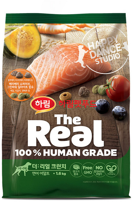 하림펫푸드 어덜트 강아지 더리얼 크런치 건식사료, 연어, 1.6kg, 1개