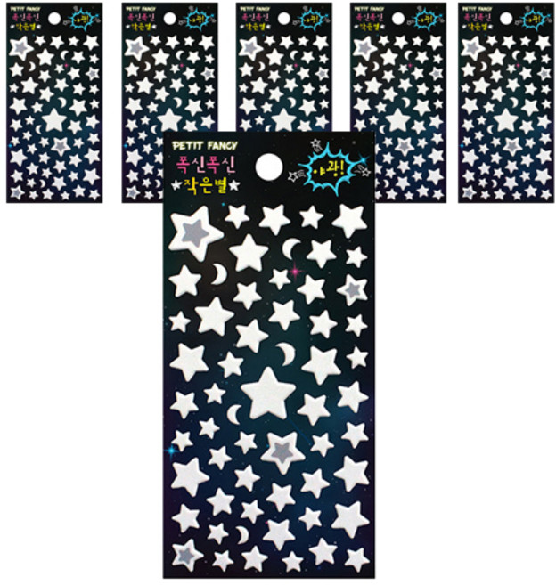 쁘띠팬시 폭신폭신 야광 작은별 스티커 DA5250, 혼합색상, 6개