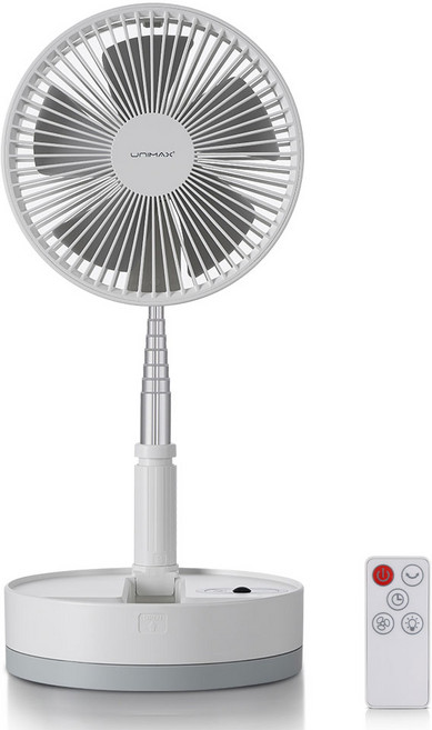유니맥스 무선 휴대용 접이식 리모컨 선풍기, UMF-R108W, 화이트