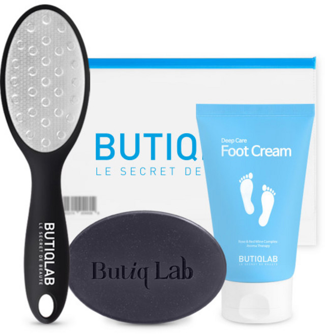 뷰티끄랩 풋케어 S메탈풋파일 + 풋클린솝 100g + 고보습풋크림 120ml + 파우치 세트, 1세트