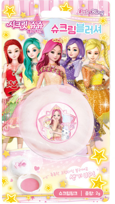 리틀블링 시크릿쥬쥬 별의여신 슈크림 블러셔 어린이 치크 메이크업 2g, 슈크림핑크, 1개