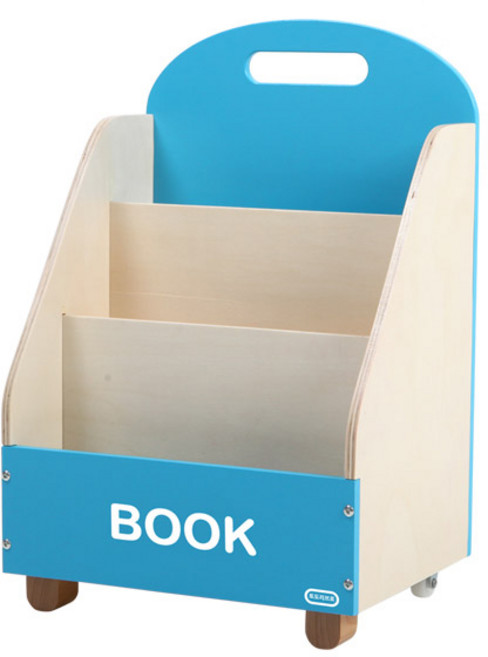 토도리브로 이동식 원목 책꽂이, 블루, 3단