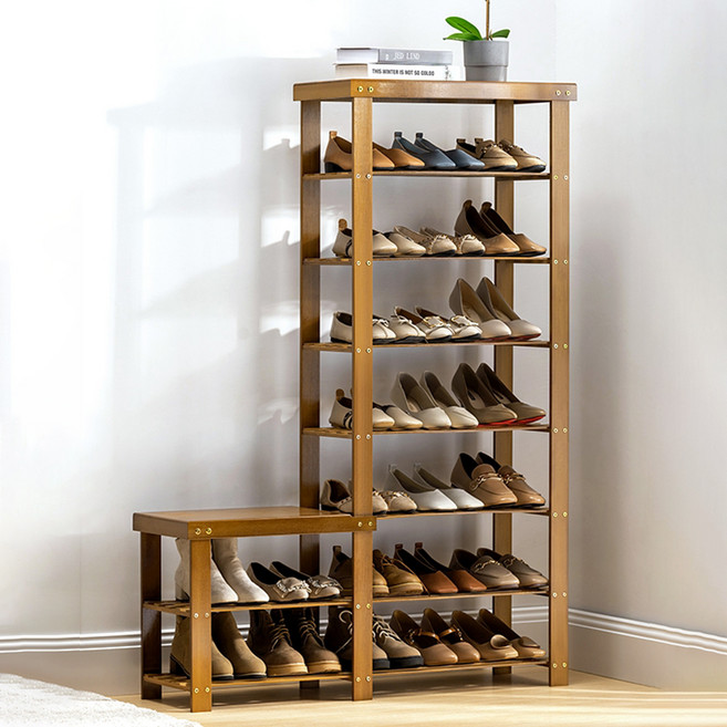 가팡 세트형 원목 조립식 7단 신발장 600, 브라운