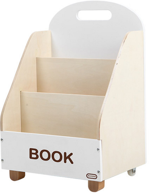 토도리브로 전면 이동식 원목 책꽂이, 화이트, 3단