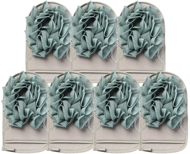 블럭마트 양면 핸드 샤워타올 겸 바디스크럽, 블루, 7개, 1개입