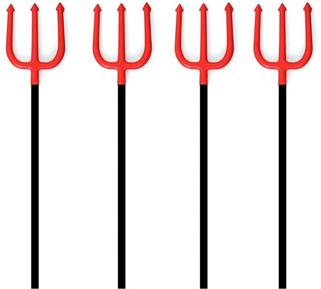 스투피드 대형 악마 삼지창 파티용품, 혼합색상, 4개