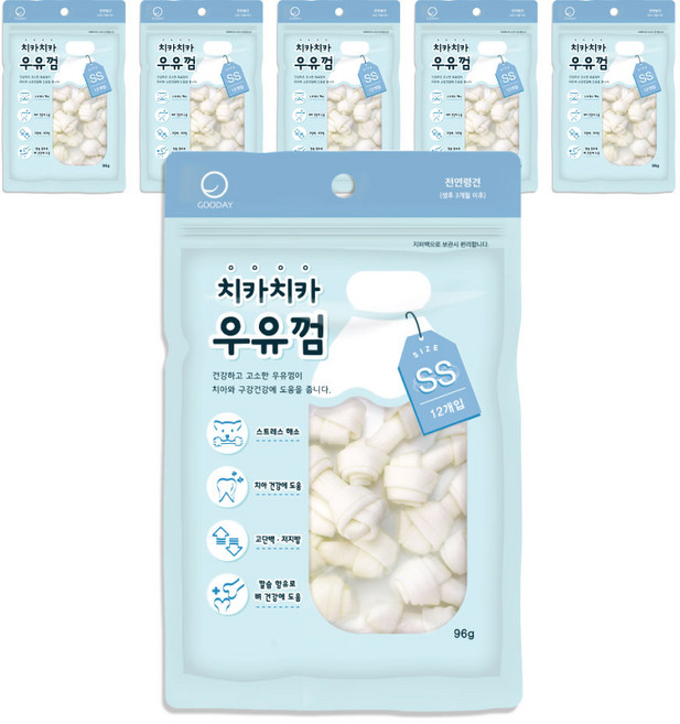 굿데이 치카치카 강아지 덴탈껌 SS 12p, 우유맛, 96g, 6개