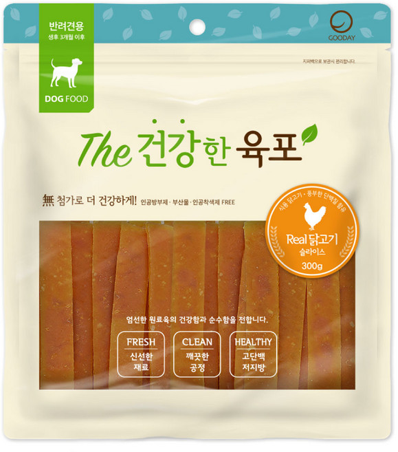 굿데이 강아지 더건강한 육포, 리얼 닭고기 맛, 300g, 1개