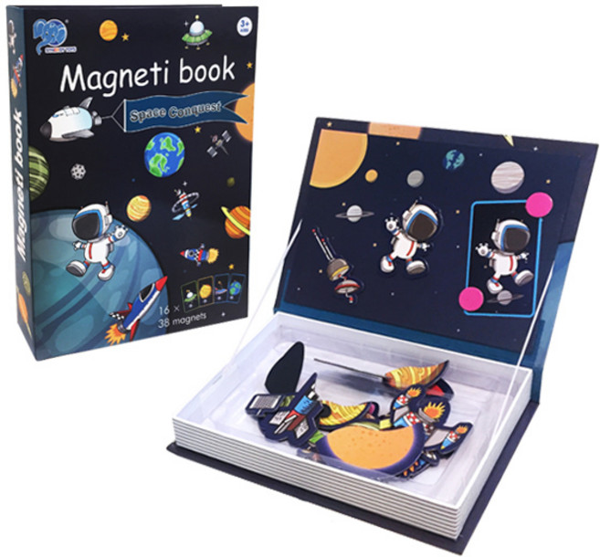 해피타운 휴대용 마그네틱북 우주소년 자석놀이세트, 1세트, 36피스