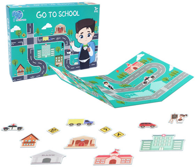 해피타운 휴대용 마그네틱 3단북 학교가는길 자석놀이세트, 1세트, 23피스