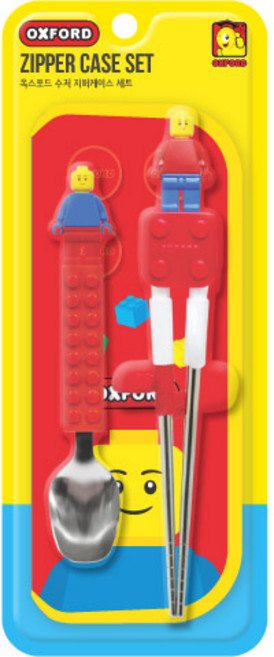 옥스포드 수저 지퍼 케이스 세트, 레드, 숟가락+젓가락+케이스1세트, 1세트
