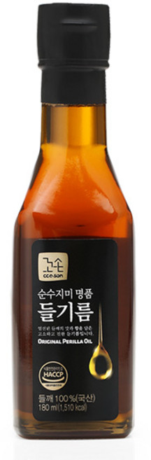 꼬손 국산 순수지미 명품 들기름, 1개, 180ml