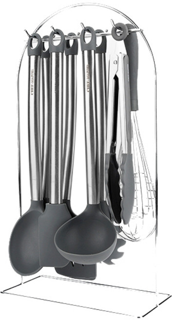 chefmaster 실리콘 스텐 키친툴 세트, 키친툴 8종, 혼합색상, 1세트