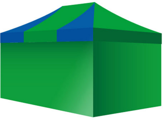 홍캐노피 32mm 스틸 캐노피 접이식 행사용 천막 민자벽면 3 x 4.5 m, 녹색 + 파랑, 1개