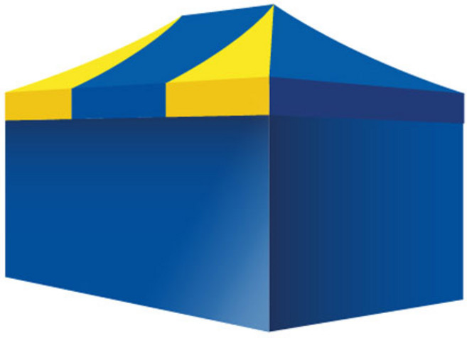 홍캐노피 32mm 스틸 캐노피 접이식 행사용 천막 민자벽면 3 x 4.5 m, 파랑 + 노랑, 1개