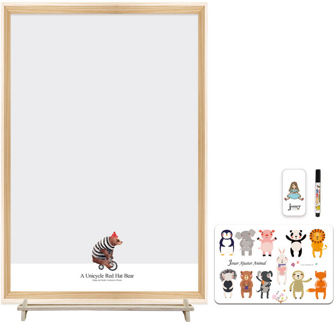 꼬메모이 꼬모보드 네이쳐 + 랙 유아 자석 칠판 보드세트 + 쥬에 아쥬떼 동물퍼즐 + 지우개 랜덤발송 + 마카 랜덤발송, 레드햇베어, 1개