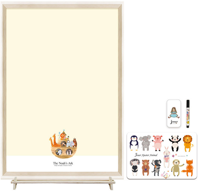 꼬메모이 꼬모보드 블랑 + 랙 유아 자석 칠판 보드세트 + 쥬에 아쥬떼 동물퍼즐 + 지우개 랜덤발송 + 마카 랜덤발송, 노아의방주, 1개