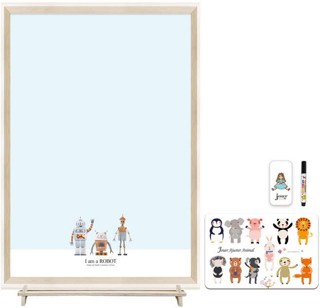 꼬메모이 꼬모보드 블랑 + 랙 유아 자석 칠판 보드세트 + 쥬에 아쥬떼 동물퍼즐 + 지우개 랜덤발송 + 마카 랜덤발송, 아이엠로봇, 1개