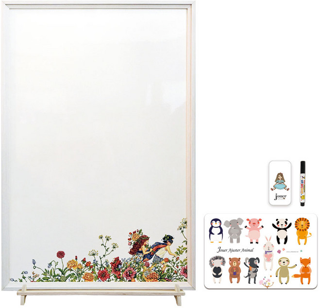 꼬메모이 그랑디르 블랑 + 랙 유아 자석 칠판 보드세트 + 쥬에 아쥬떼 동물퍼즐 + 지우개 랜덤발송 + 마카 랜덤발송, 일루션 싱글, 1개