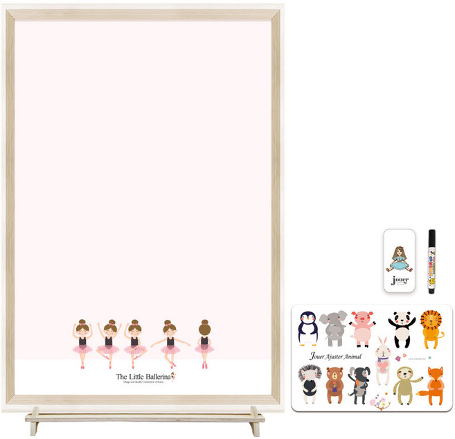 꼬메모이 꼬모보드 블랑 + 랙 유아 자석 칠판 보드세트 + 쥬에 아쥬떼 동물퍼즐 + 지우개 랜덤발송 + 마카 랜덤발송, 리틀발레리나, 1개