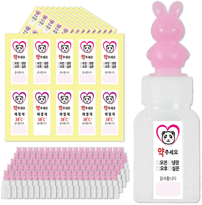 펜더 방수 스티커 + 토끼 약병 12ml 세트, 100개