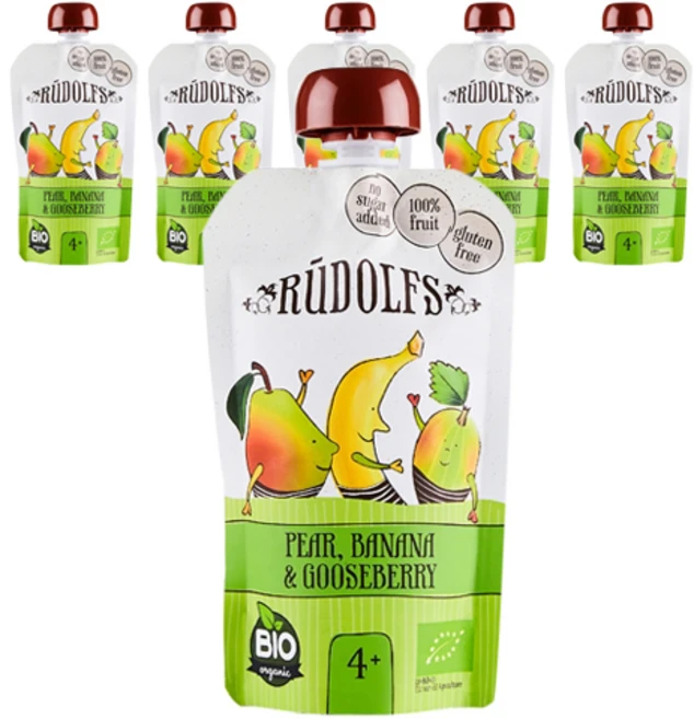 루돌프 유기농 과일퓨레, 배+바나나+구스베리 혼합맛, 6개, 110g - 쿠팡