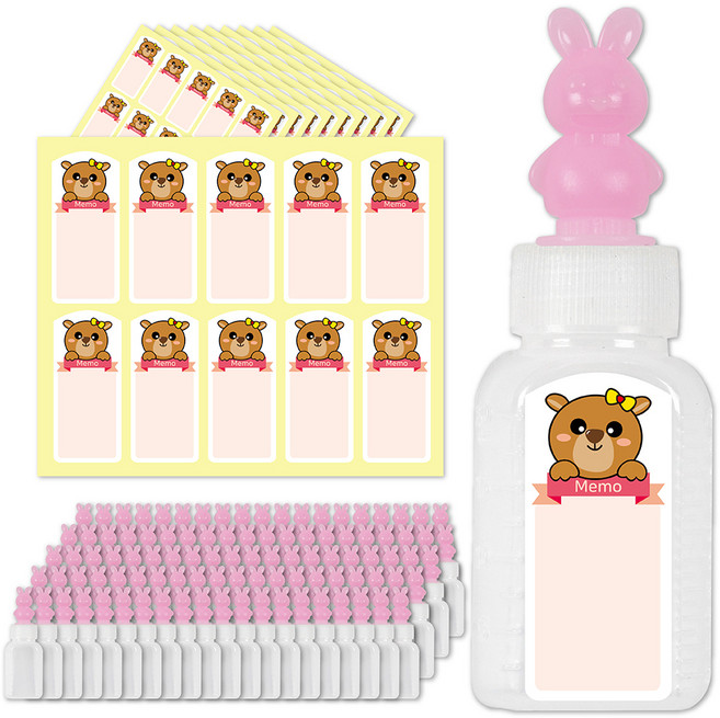 연두앵두 약병 20ml + 곰돌이 방수스티커, 100개