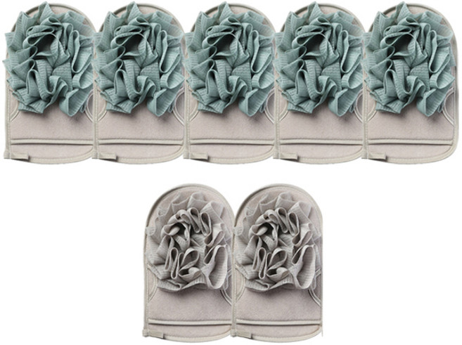 블럭마트 양면 핸드 샤워타올 겸 바디스크럽, 랜덤발송, 7개, 1개입