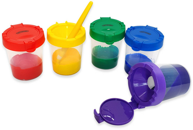 아티바바 페인트컵 5종 세트, 빨강 + 노랑 + 초록 + 파랑 + 보라