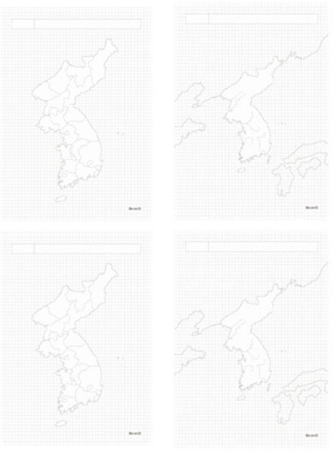 비온뒤 B5 한반도 모눈패드 2종 x 2p세트, 행정구역별 한반도 한국지리, 주요강 한반도 한국사, 1세트