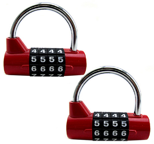 하늬통상 4단 원통 비밀번호 자물쇠 레드, 2개