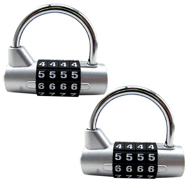 하늬통상 4단 원통 비밀번호 자물쇠 실버, 2개