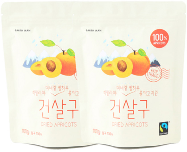 어스맨 히말라야 무설탕 건살구, 100g, 2개