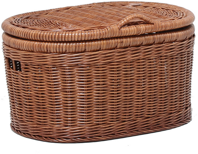 등나무 뚜껑 라탄바구니 F502-2 38 x 27 x 22 cm, 1개