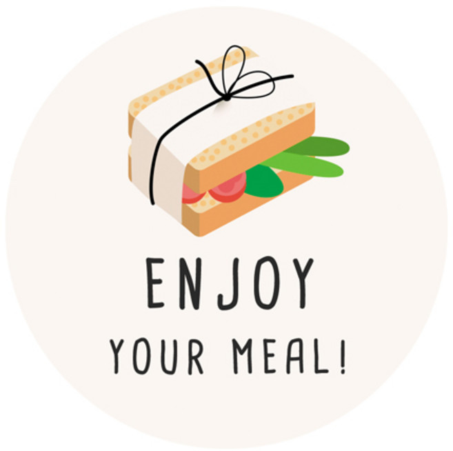 도나앤데코 맛있게먹어 원형 스티커 5cm, 아리아 샌드위치, 120개