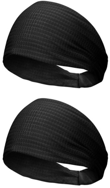 원아더 냉감 스포츠 풀콜드 헤드밴드 2p, 블랙, 1세트