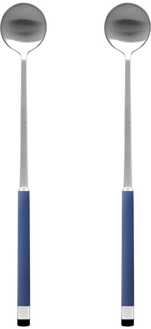 보겐 국산 스퀘어 투톤 샤틴 롱스푼 LS, 블루, 2개