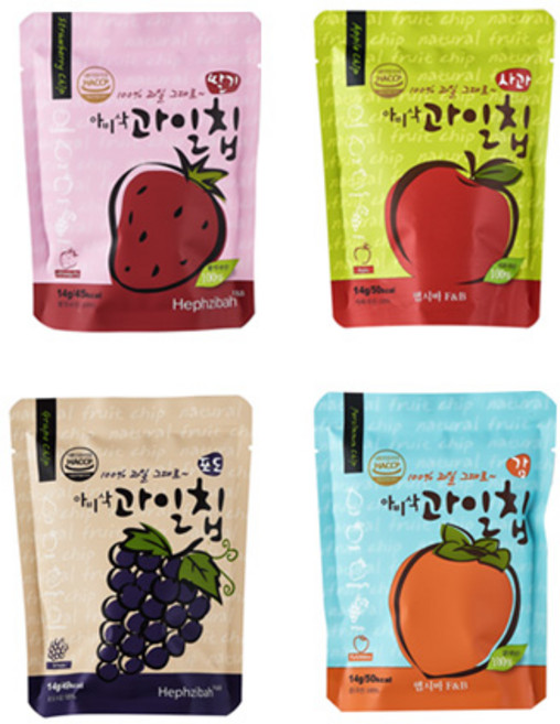 아비삭 새콤달콤 과일칩 세트 4종세트, 1세트, 14g