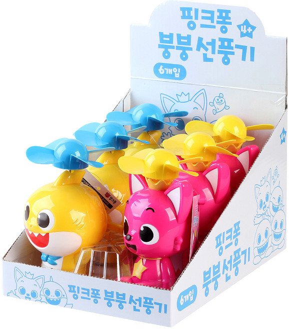 핑크퐁 붕붕 수동 선풍기 2종 x 3p 세트, 혼합색상