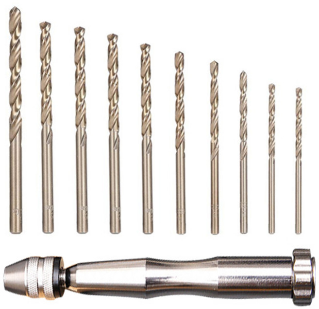 OON 핀바이스 + 그립타입 드릴날 10종 세트, 1세트