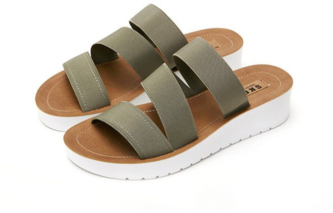 스코노 여성용 pu 웨지 슬리퍼형 샌들