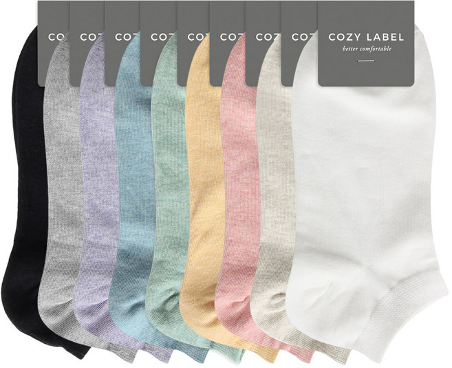 COZY LABEL 女性彩虹素色踝襪9雙