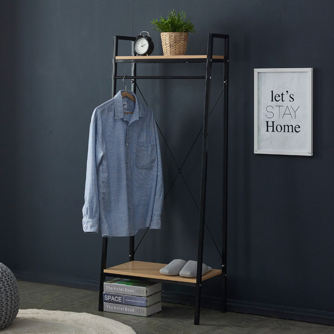 조은세상 2단 선반 행거 600, 블랙